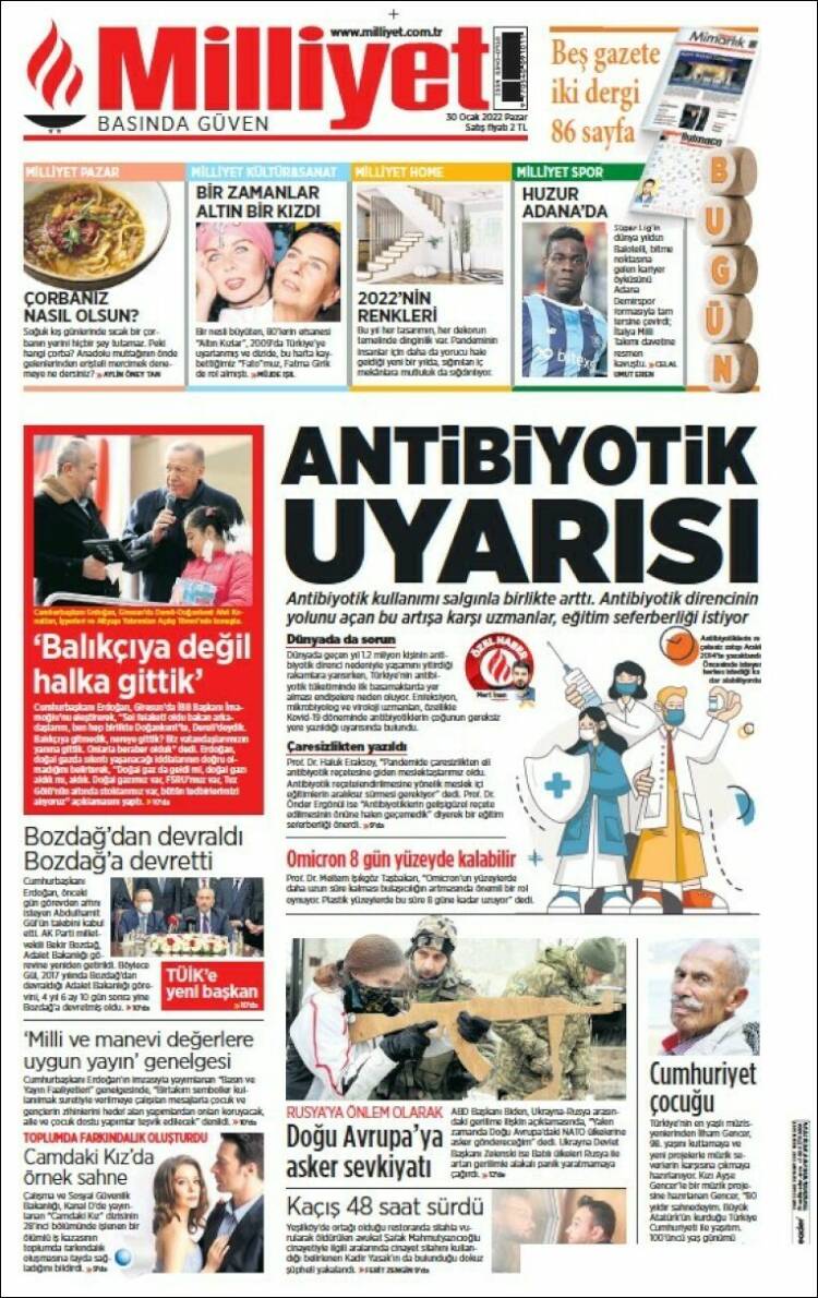 Portada de Milliyet (Turqu&iacute;a)