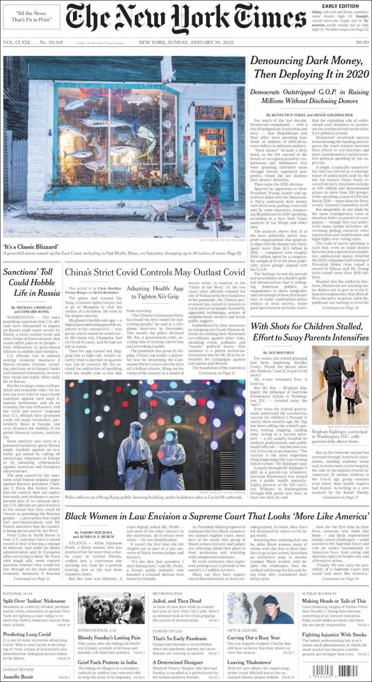 Portada de New York Times (USA)