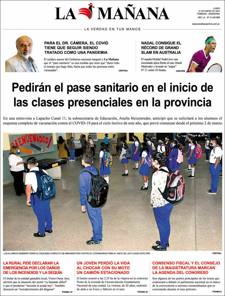 Portada de Diario La Mañana (Argentina)