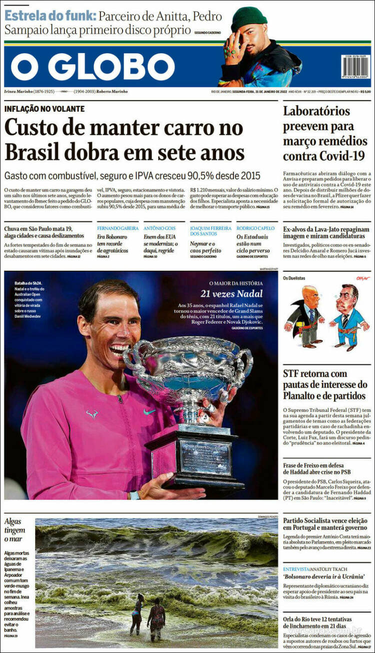 Portada de O Globo (Brésil)