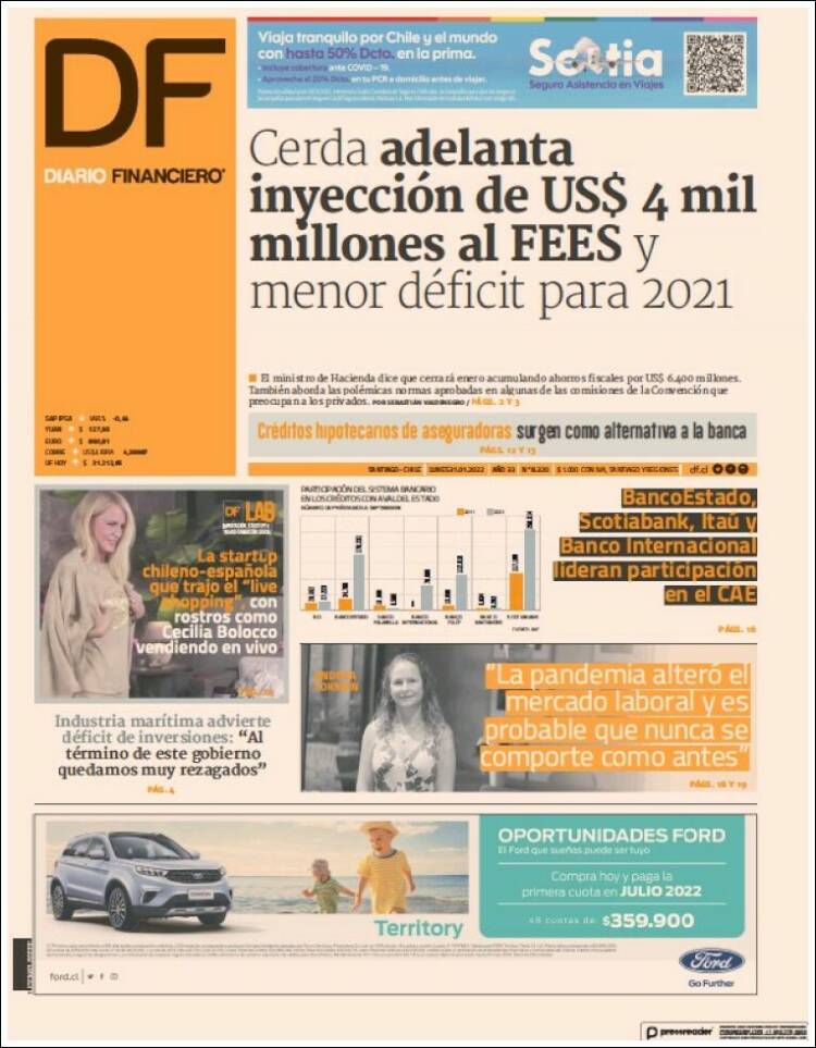 Portada de Diario Financiero (Chile)