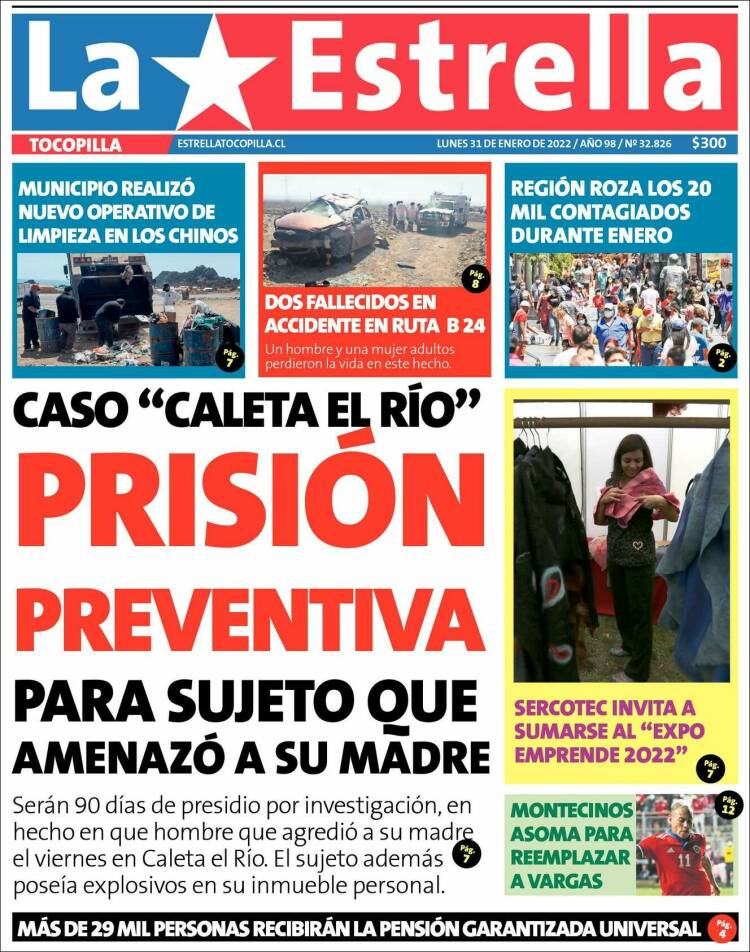 Portada de La Estrella de Tocopilla (Chile)