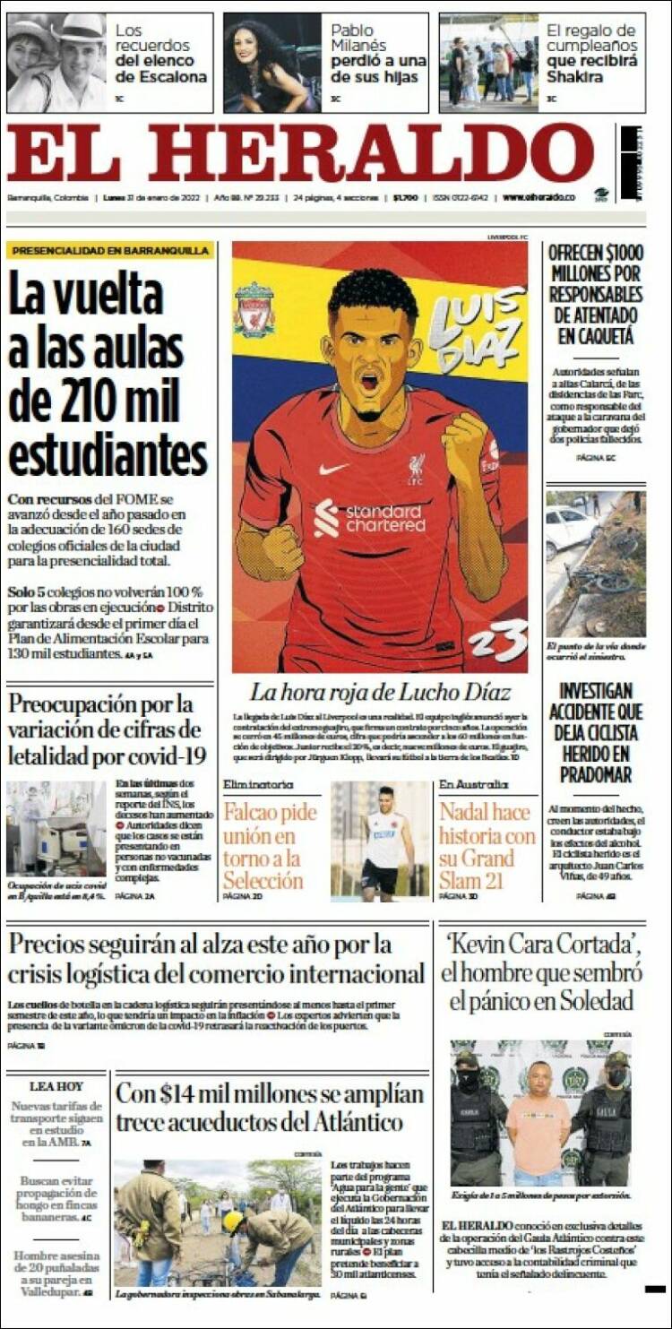 Portada de El Heraldo (Colombia)