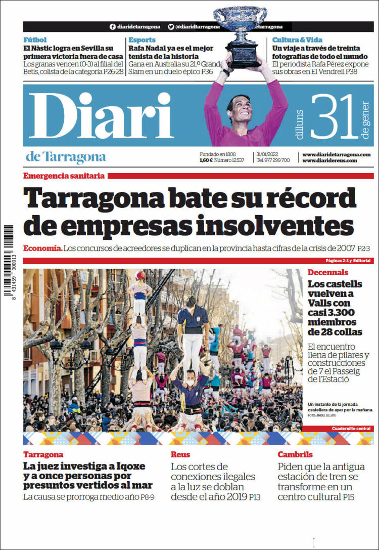 Portada de Diari de Tarragona (España)