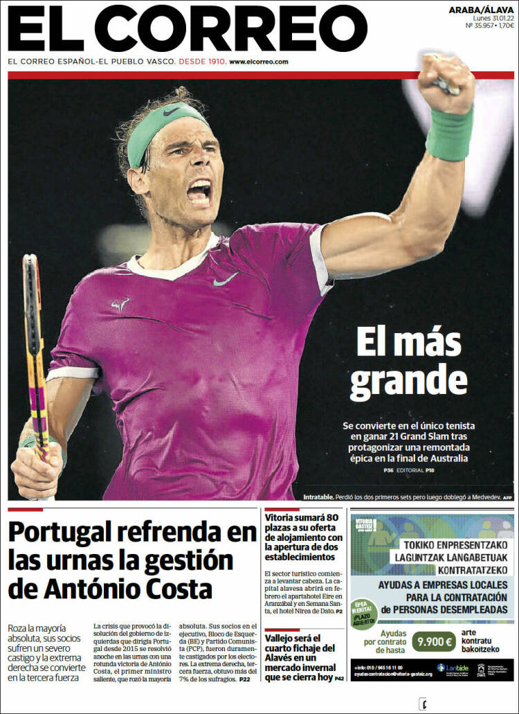 Portada de El Correo - Álava (España)