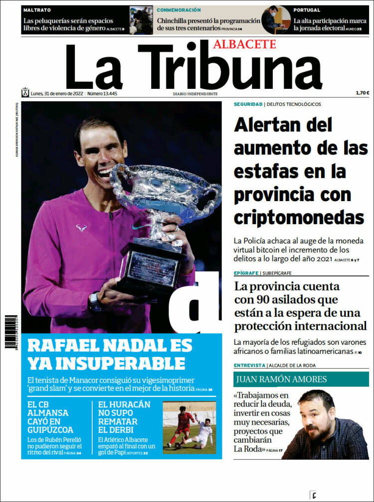 Portada de La Tribuna de Albacete (España)