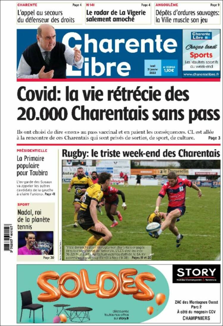 Portada de Charente Libre (Francia)