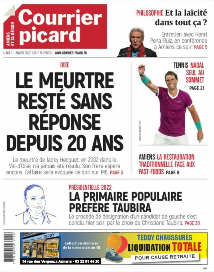 Portada de Courrier Picard (Francia)