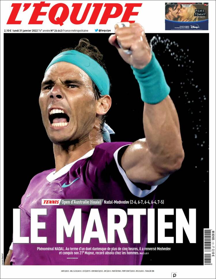 Portada de L'Equipe (Francia)