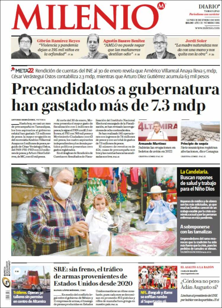 Portada de Milenio - Tamaulipas (México)