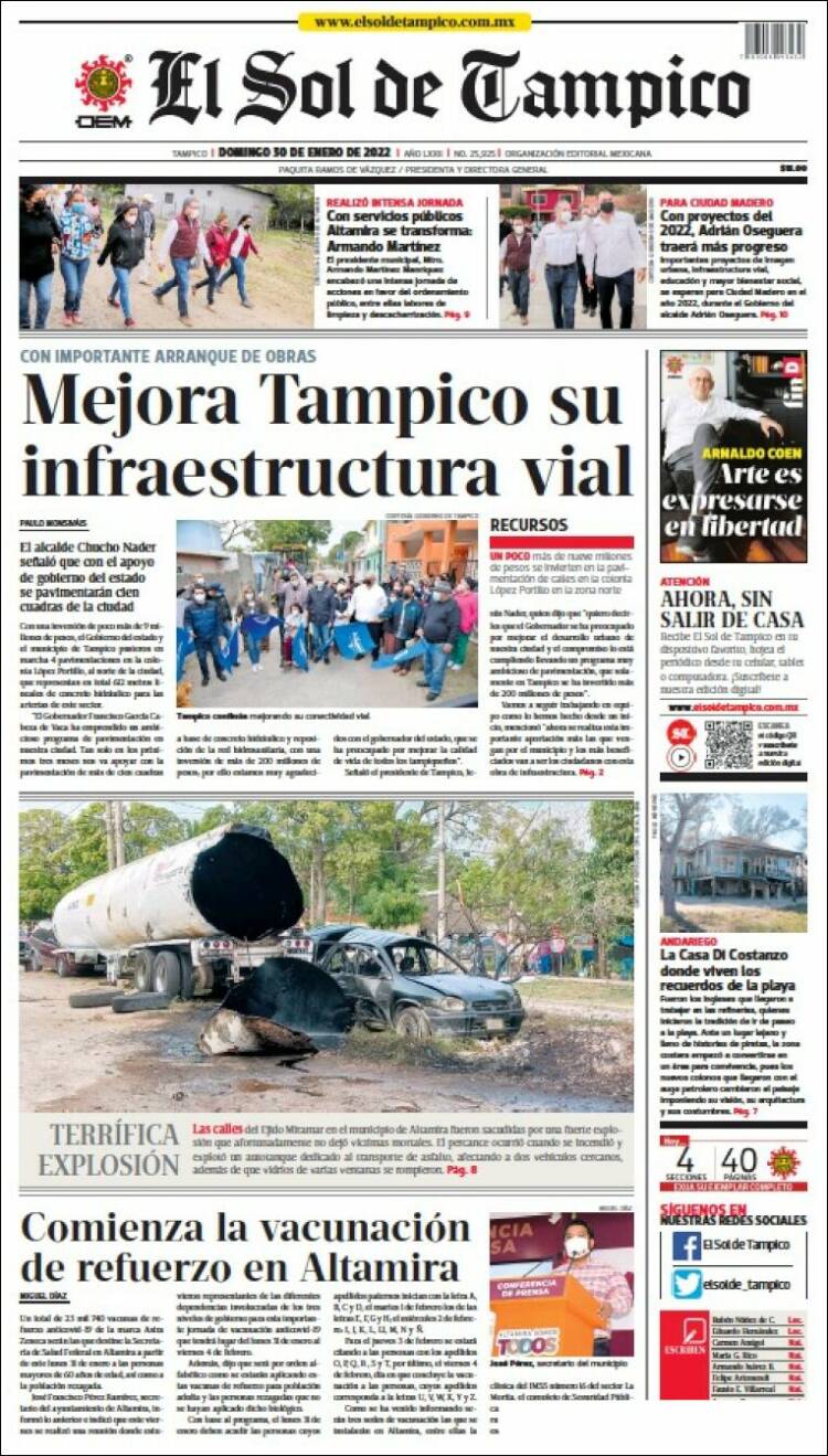 Portada de El Sol de Tampico (México)