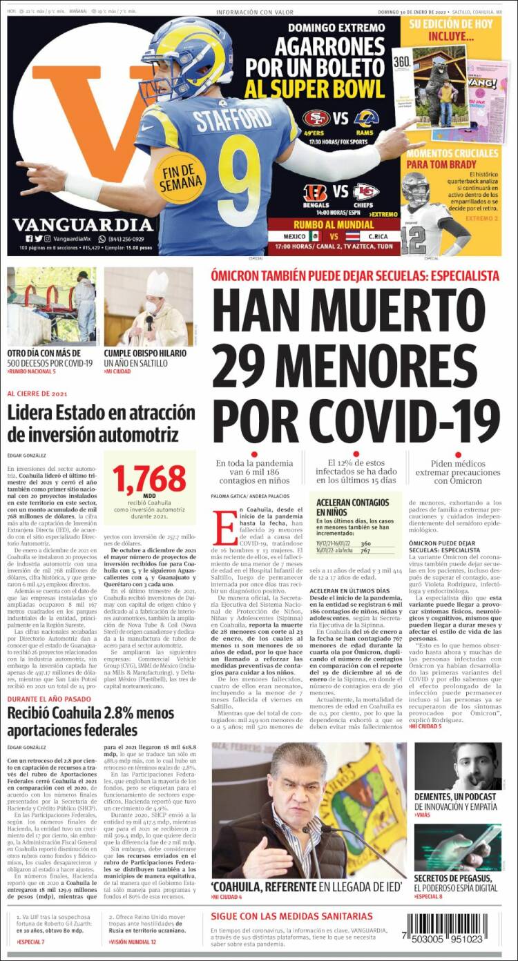 Portada de Vanguardia (México)