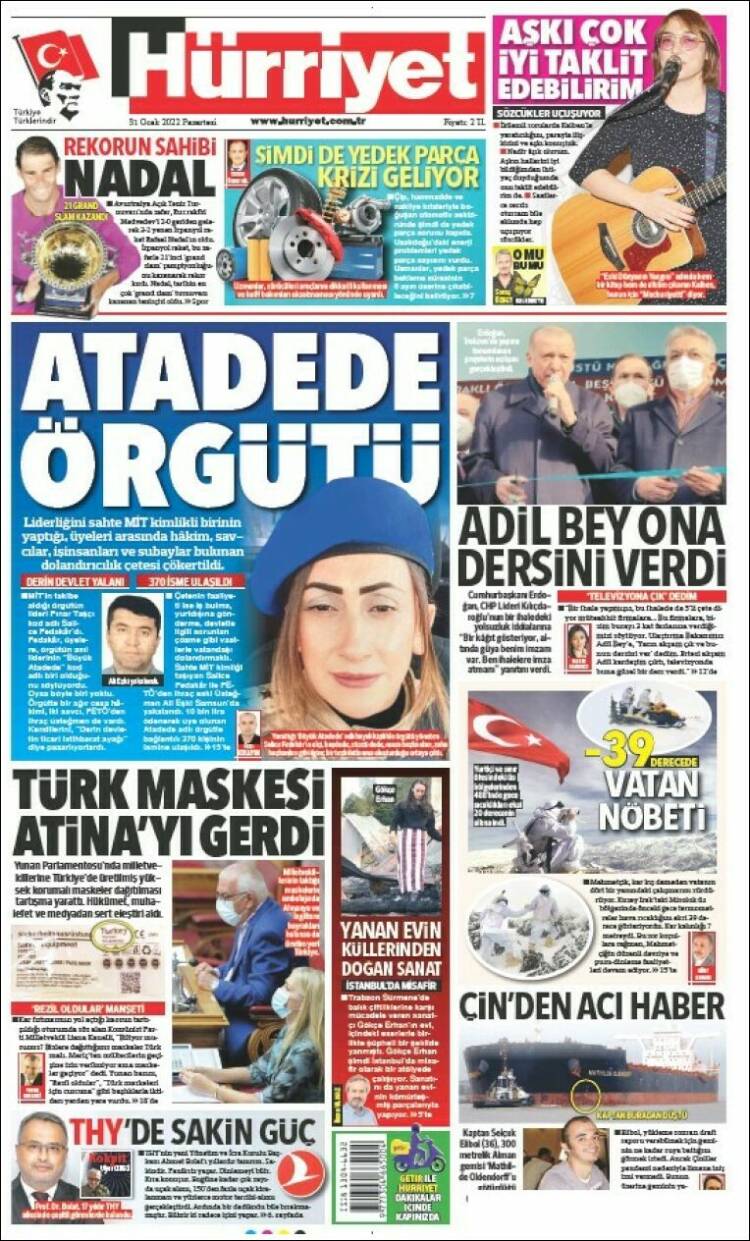 Portada de Hürriyet (Turqu&iacute;a)