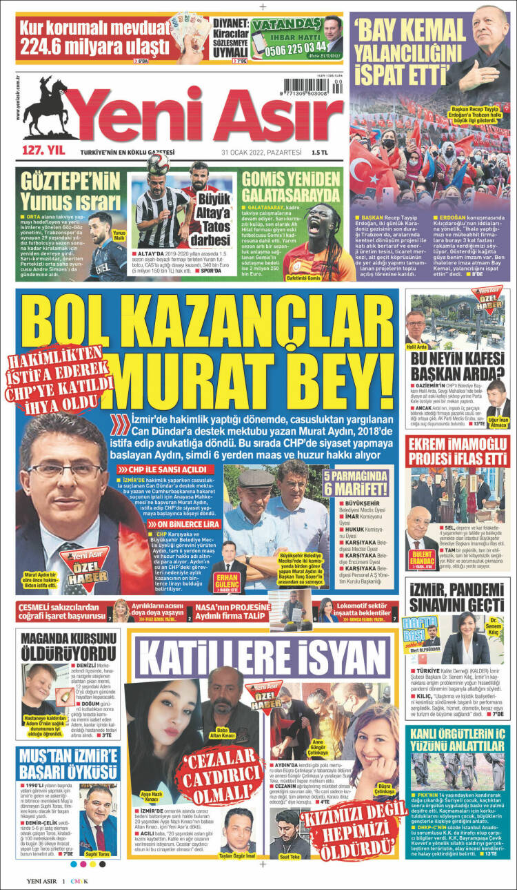 Portada de Yeni Asır (Turqu&iacute;a)