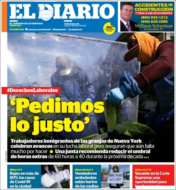 Portada de El Diario NY (USA)