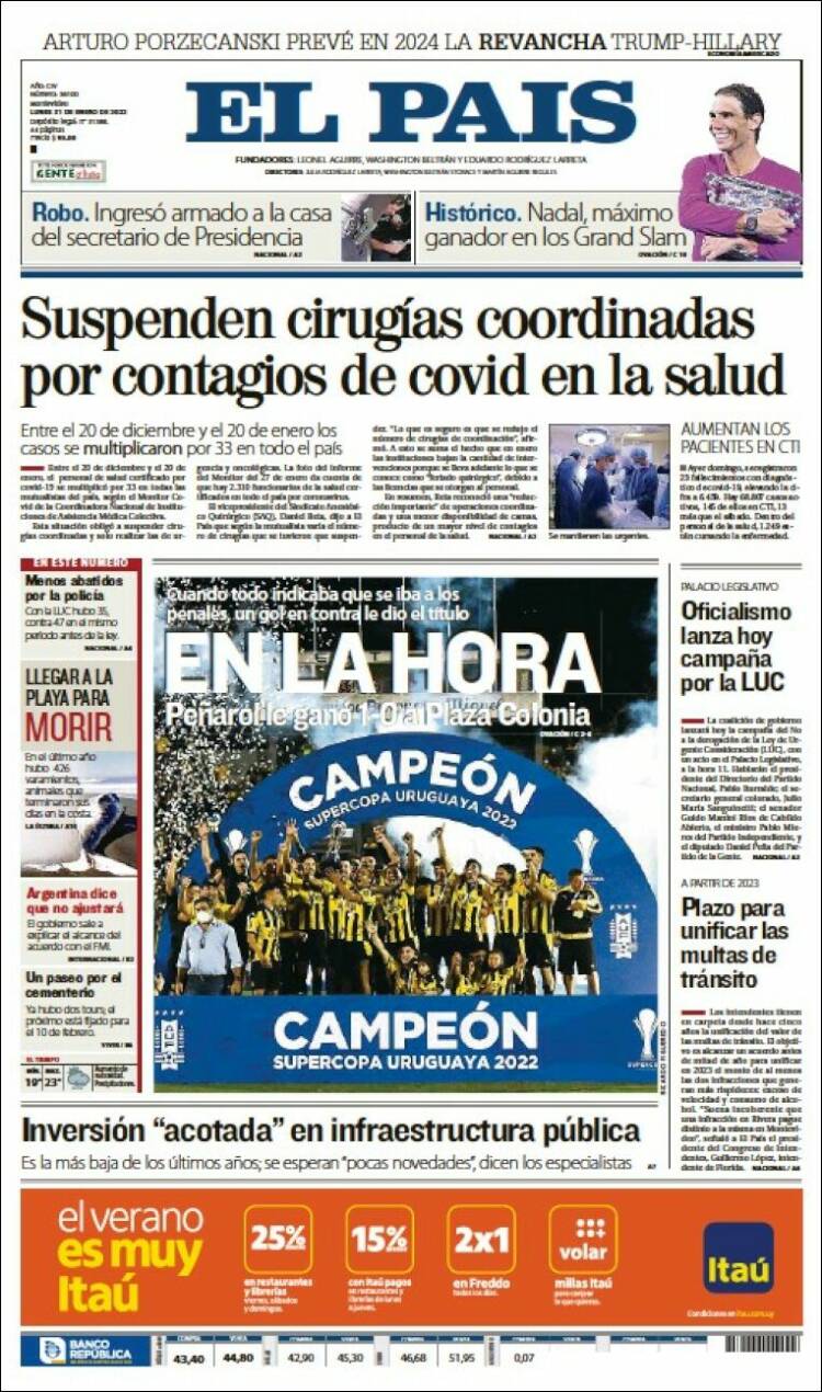 Portada de El País (Uruguay)