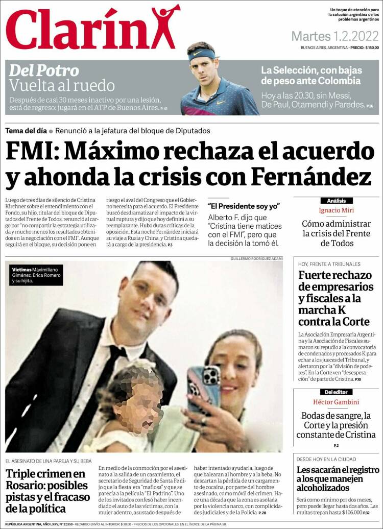 Portada de Clarín (Argentina)
