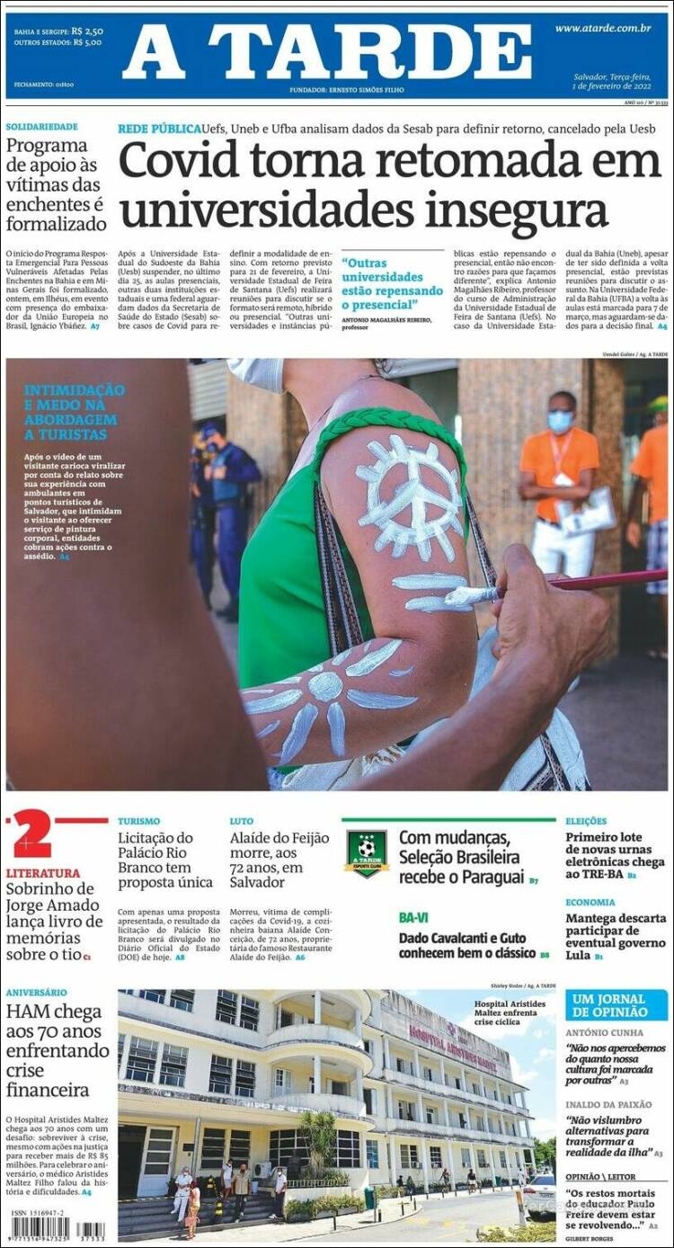 Portada de Diário A Tarde (Brasil)