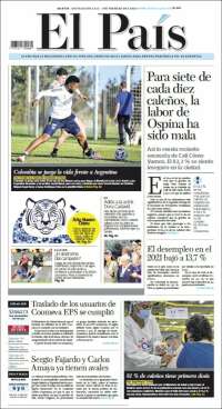 Portada de El País - Cali (Colombia)