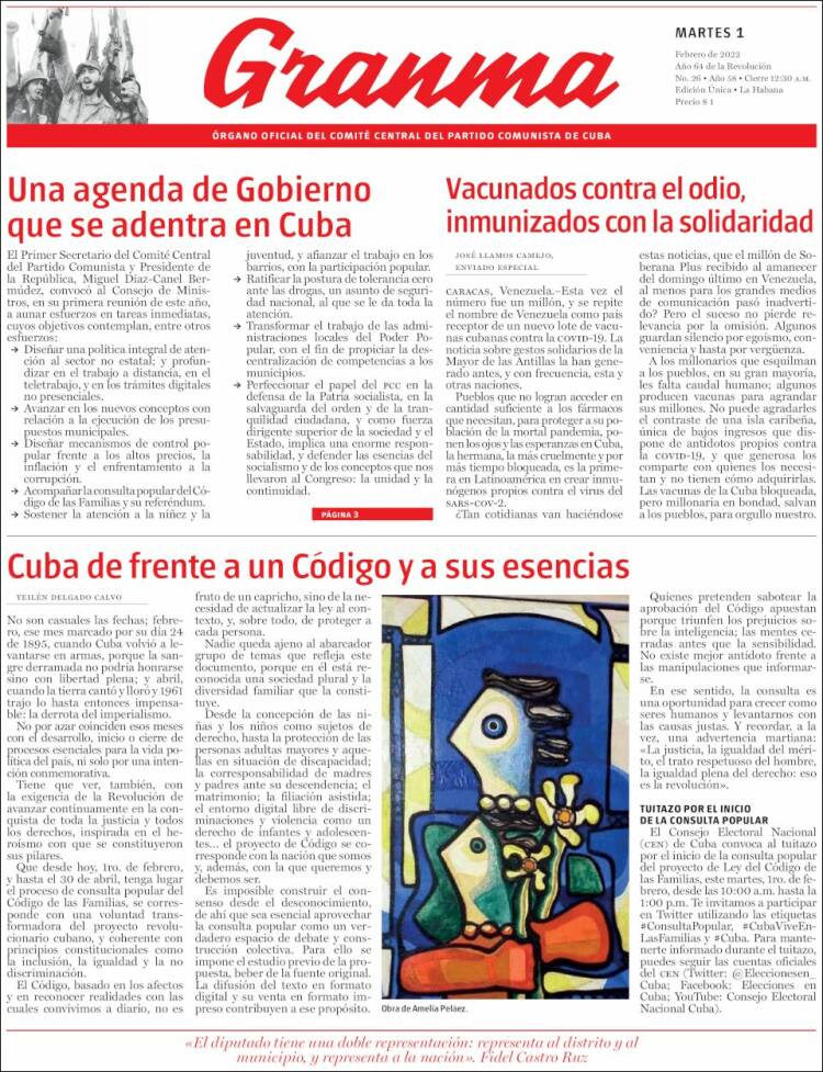 Portada de Granma (Cuba)