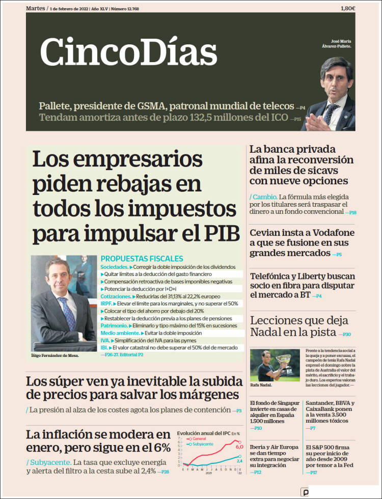 Portada de Cinco Días (Espa&ntilde;a)