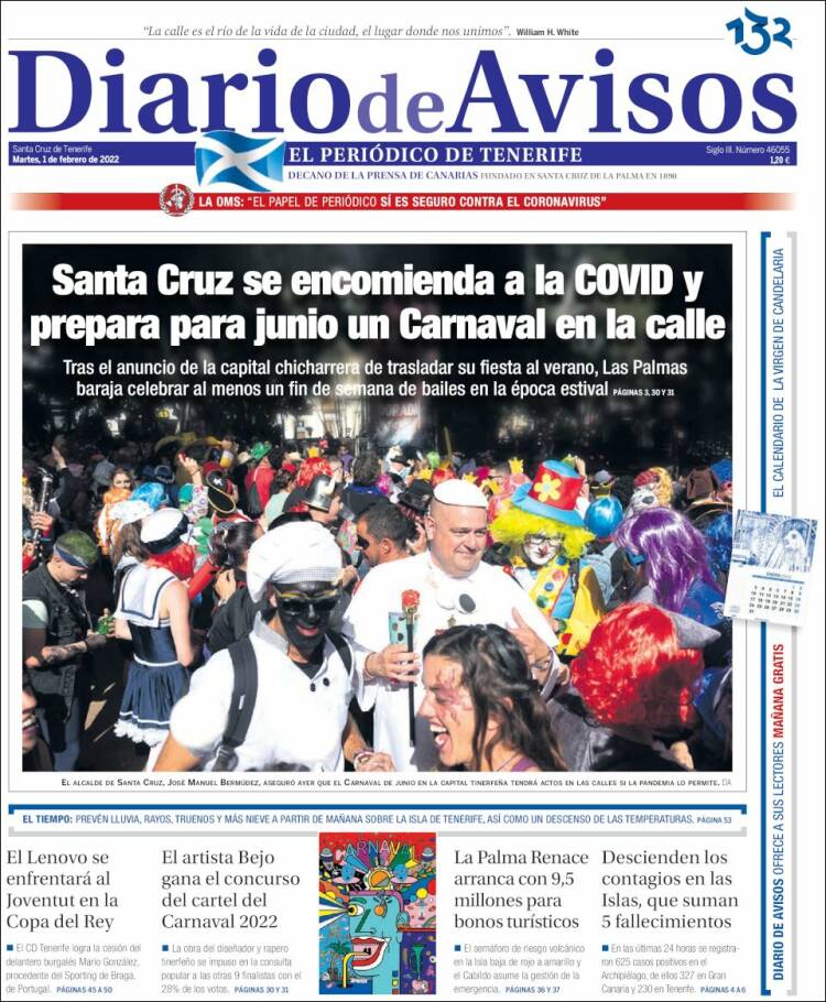 Portada de Diarios de Avisos (España)