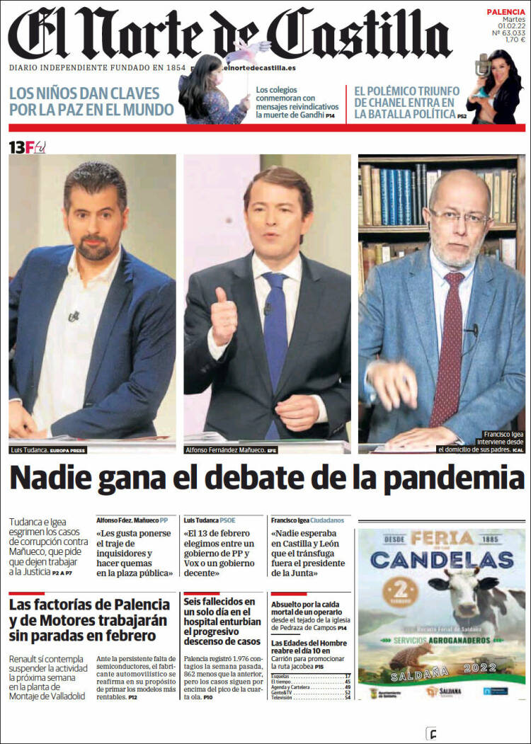 Portada de Norte de Castilla - Palencia (España)