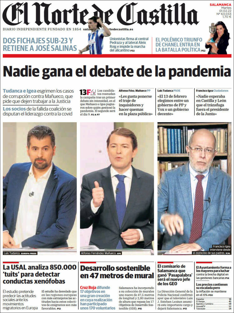 Portada de Norte de Castilla - Salamanca (España)
