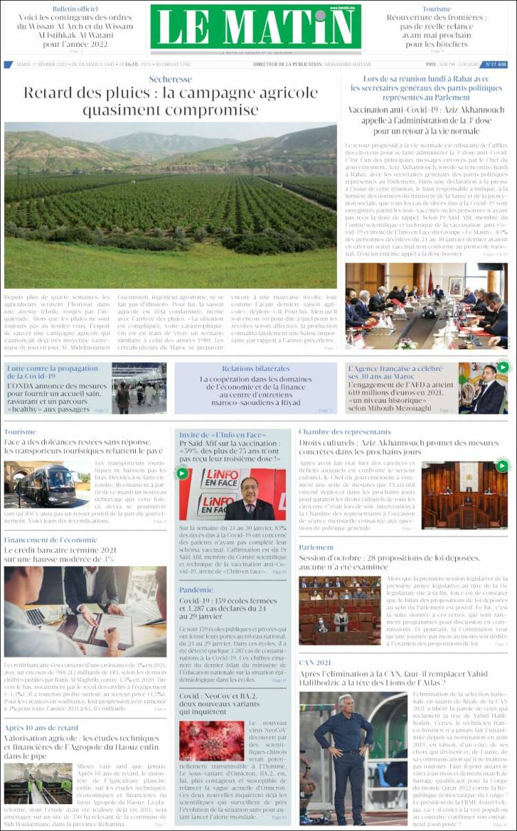 Portada de Le Matin (Marruecos)