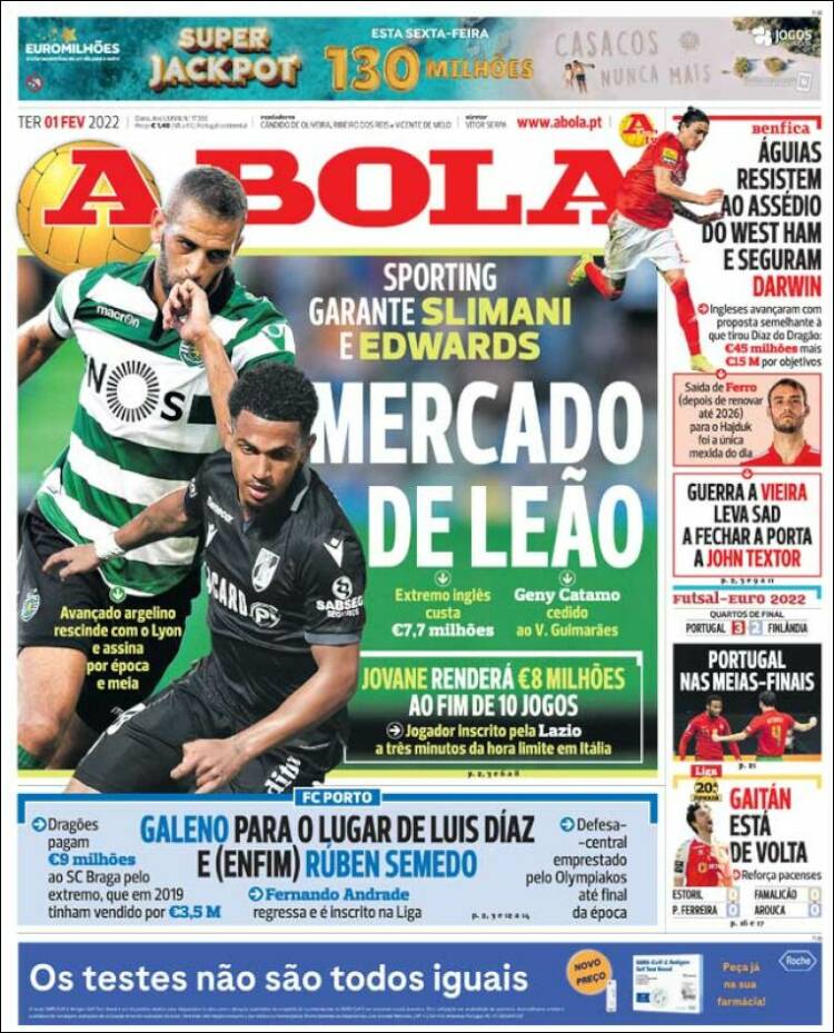 Portada de A Bola (Portugal)