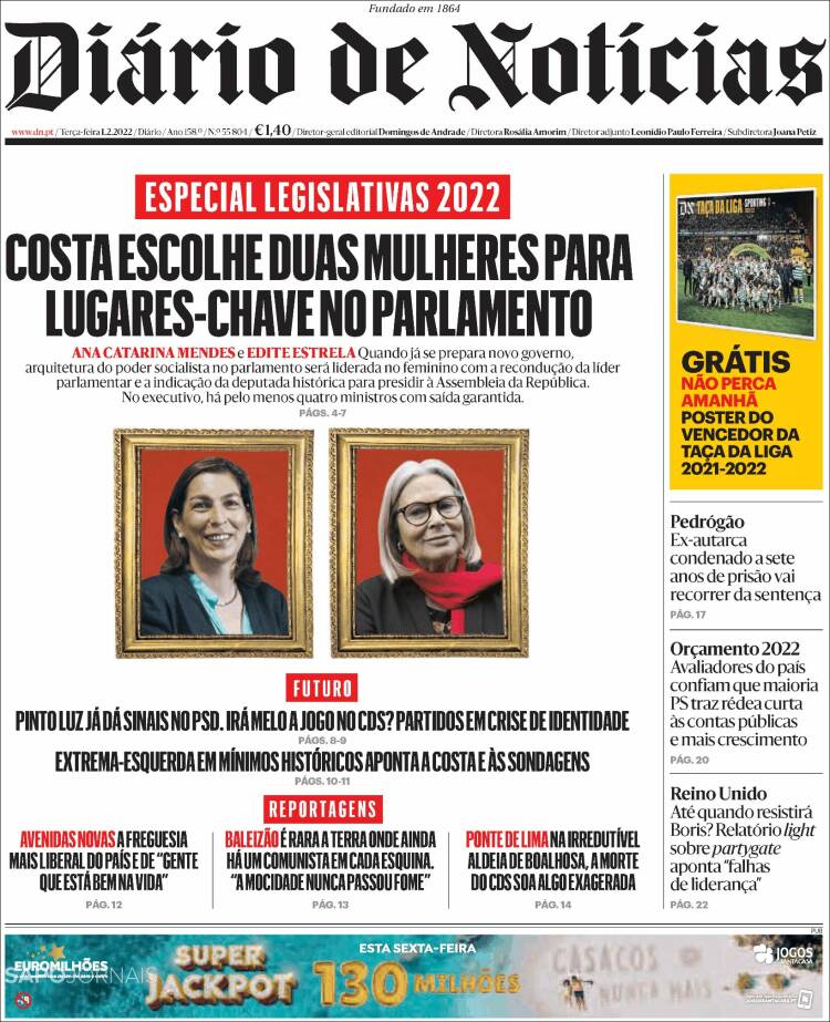Portada de Diário de Noticias (Portugal)