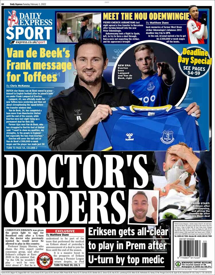 Portada de Express Sport (Reino Unido)