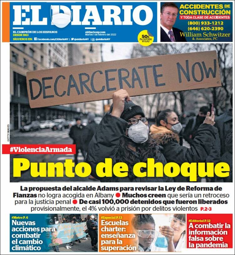 Portada de El Diario NY (États-Unis)