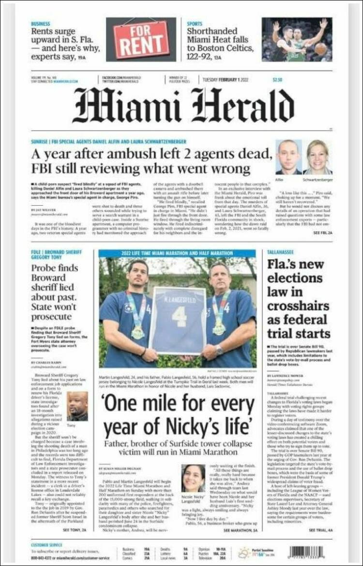 Portada de Miami Herald (USA)