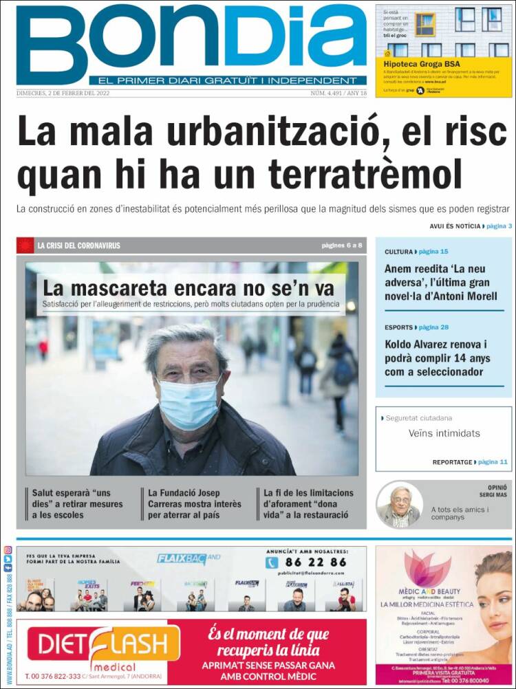 Portada de Diari Bondia (Andorra)