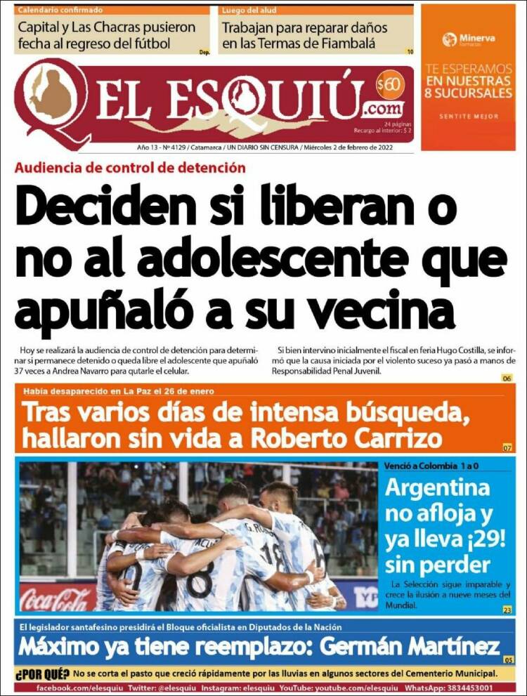 Portada de El Esquiu (Argentina)