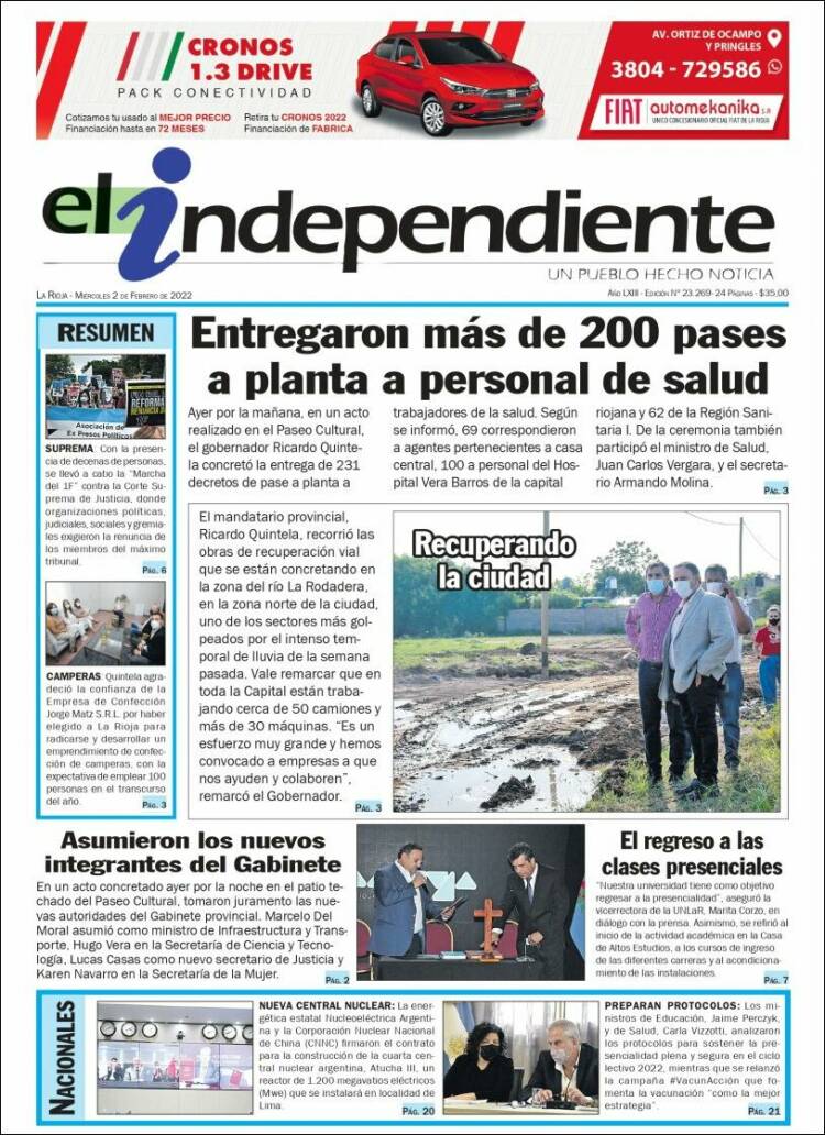 Portada de El Independiente (Argentina)