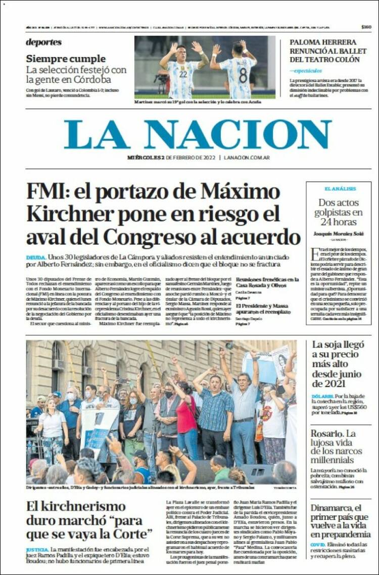 Portada de La Nación (Argentina)