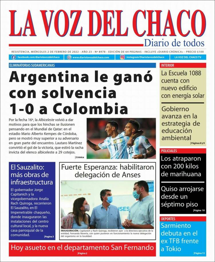 Portada de La Voz del Chaco (Argentina)
