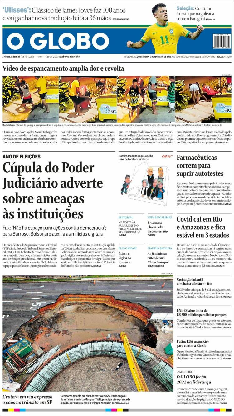 Portada de O Globo (Brasil)