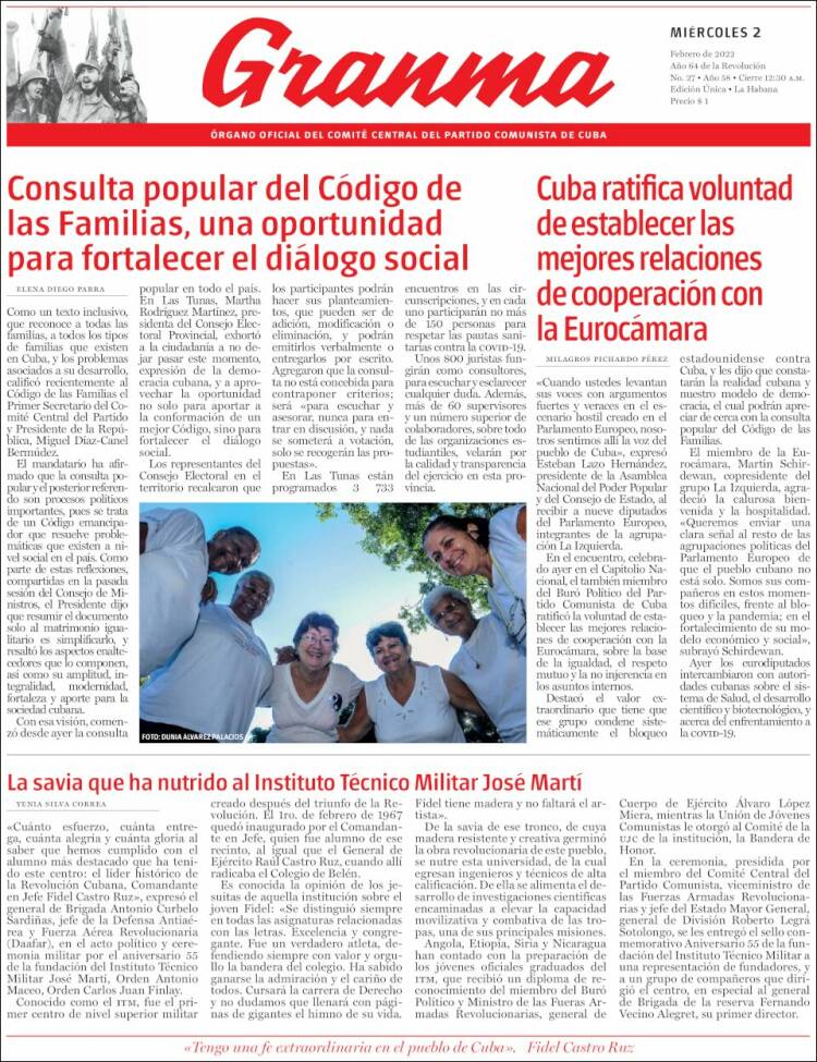 Portada de Granma (Cuba)