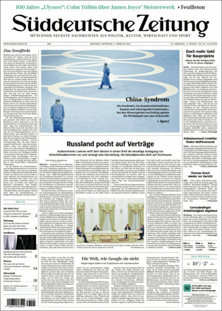 Portada de Sueddeutsche (Alemania)