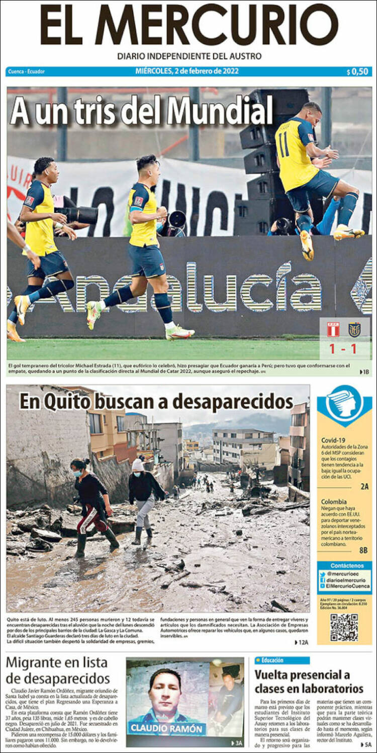Portada de Diario El Mercurio (Ecuador)