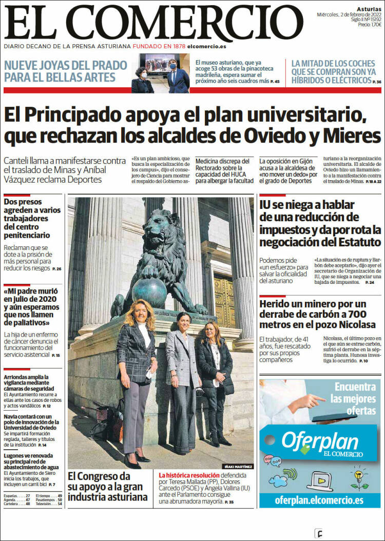 Portada de El Comercio (Espa&ntilde;a)