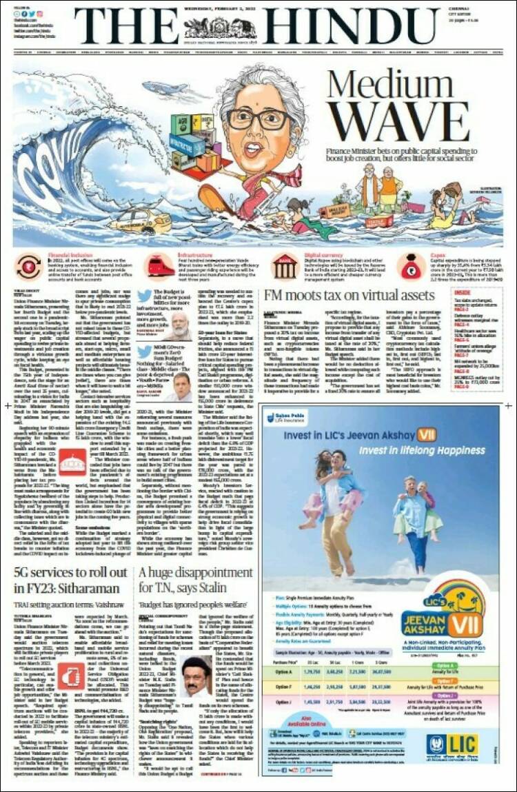Portada de The Hindu (India)