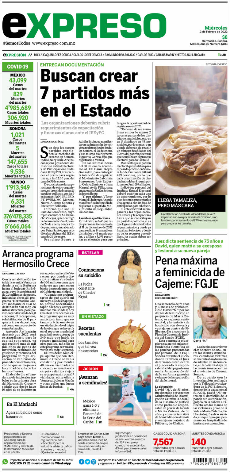 Portada de Expreso (M&eacute;xico)