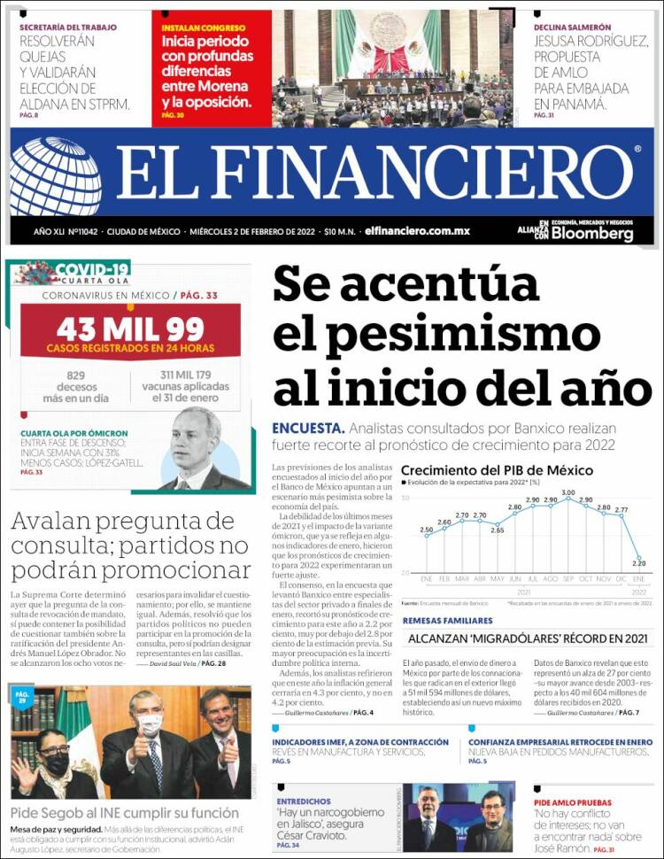 Portada de El Financiero (M&eacute;xico)