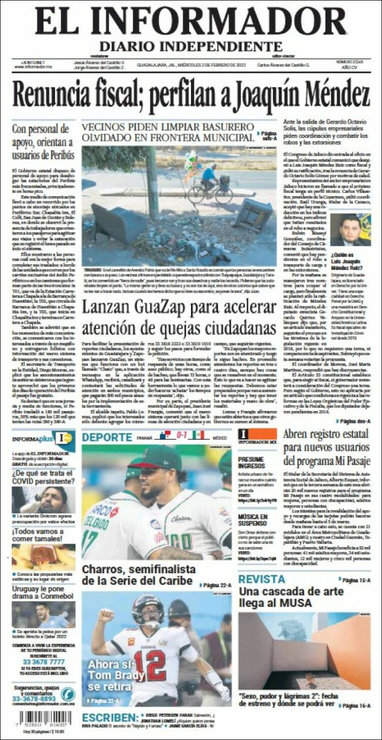 Portada de El Informador (M&eacute;xico)