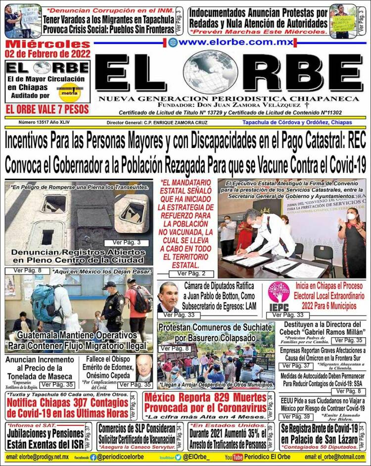 Portada de El Orbe (M&eacute;xico)