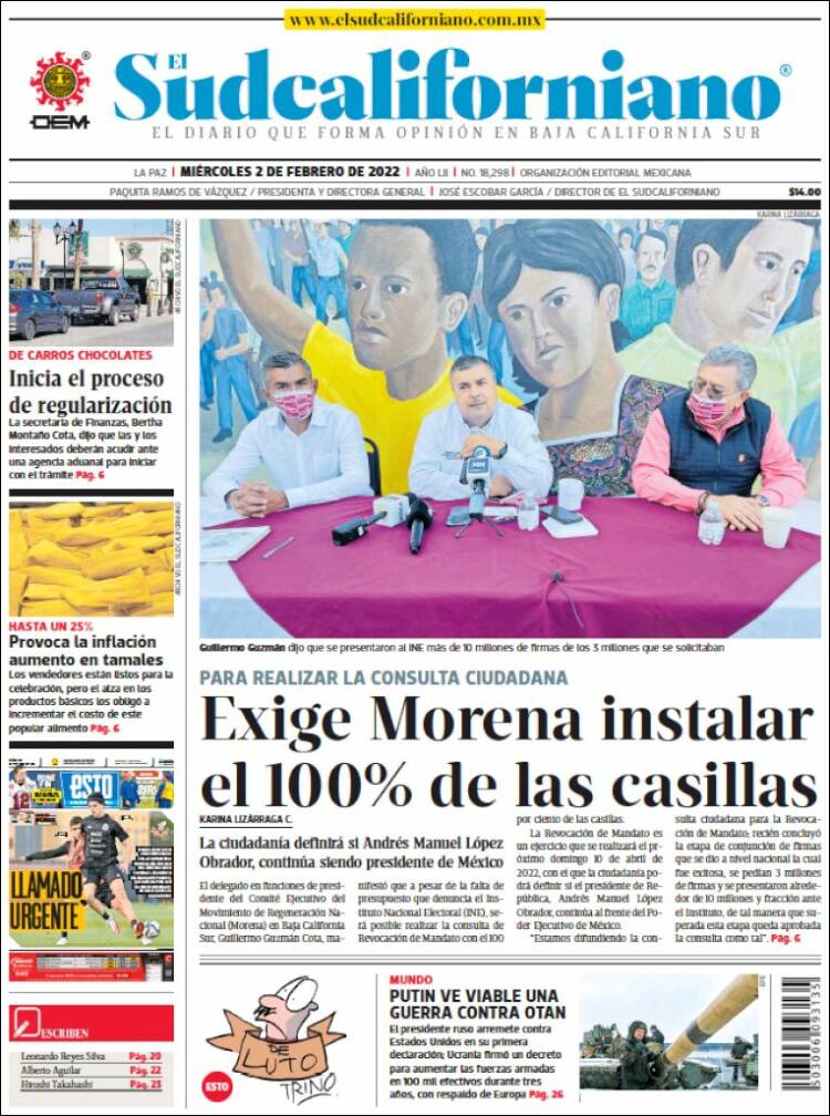 Portada de El Sudcaliforniano (M&eacute;xico)